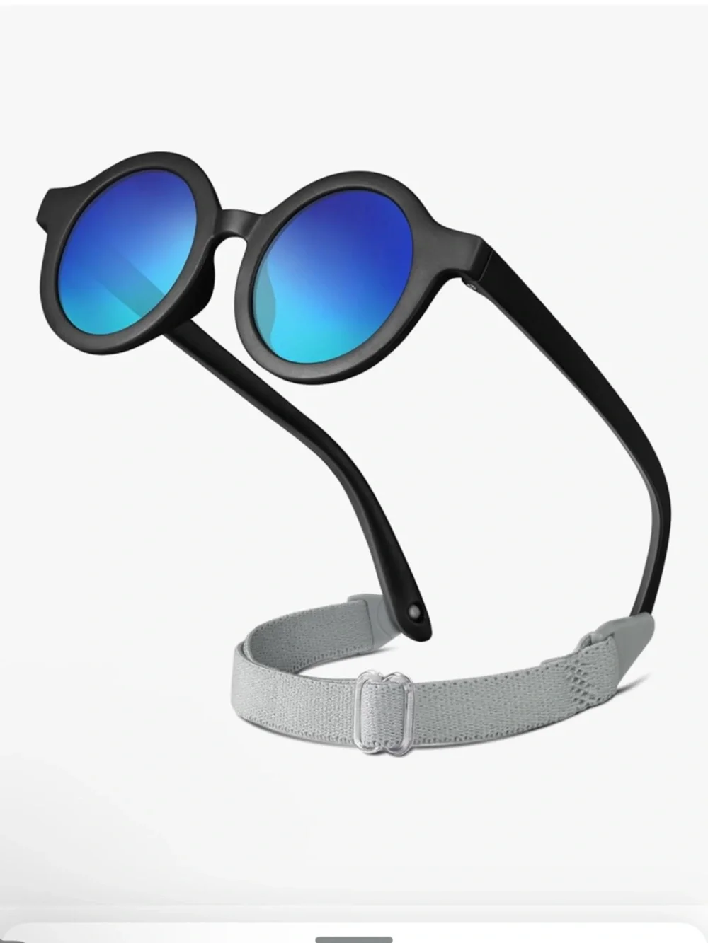Baby Blue Aviator Wrap Polarized UV400 Sunglasses Soft Frame Secure Strap New